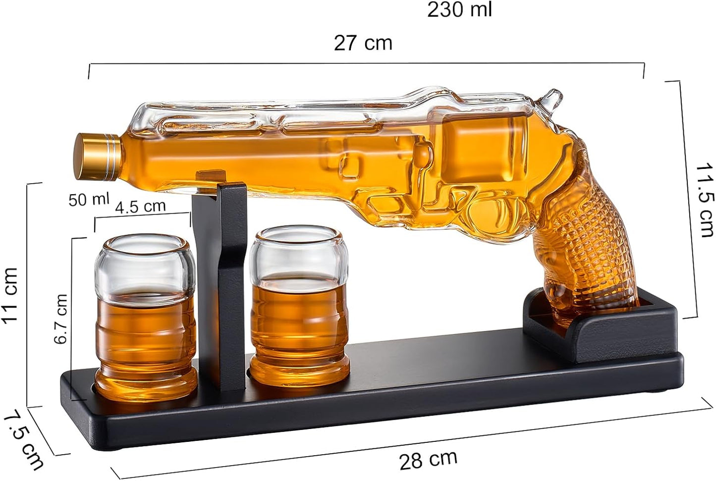 Pistol-Shaped Whiskey Decanter Set with Shot Glasses