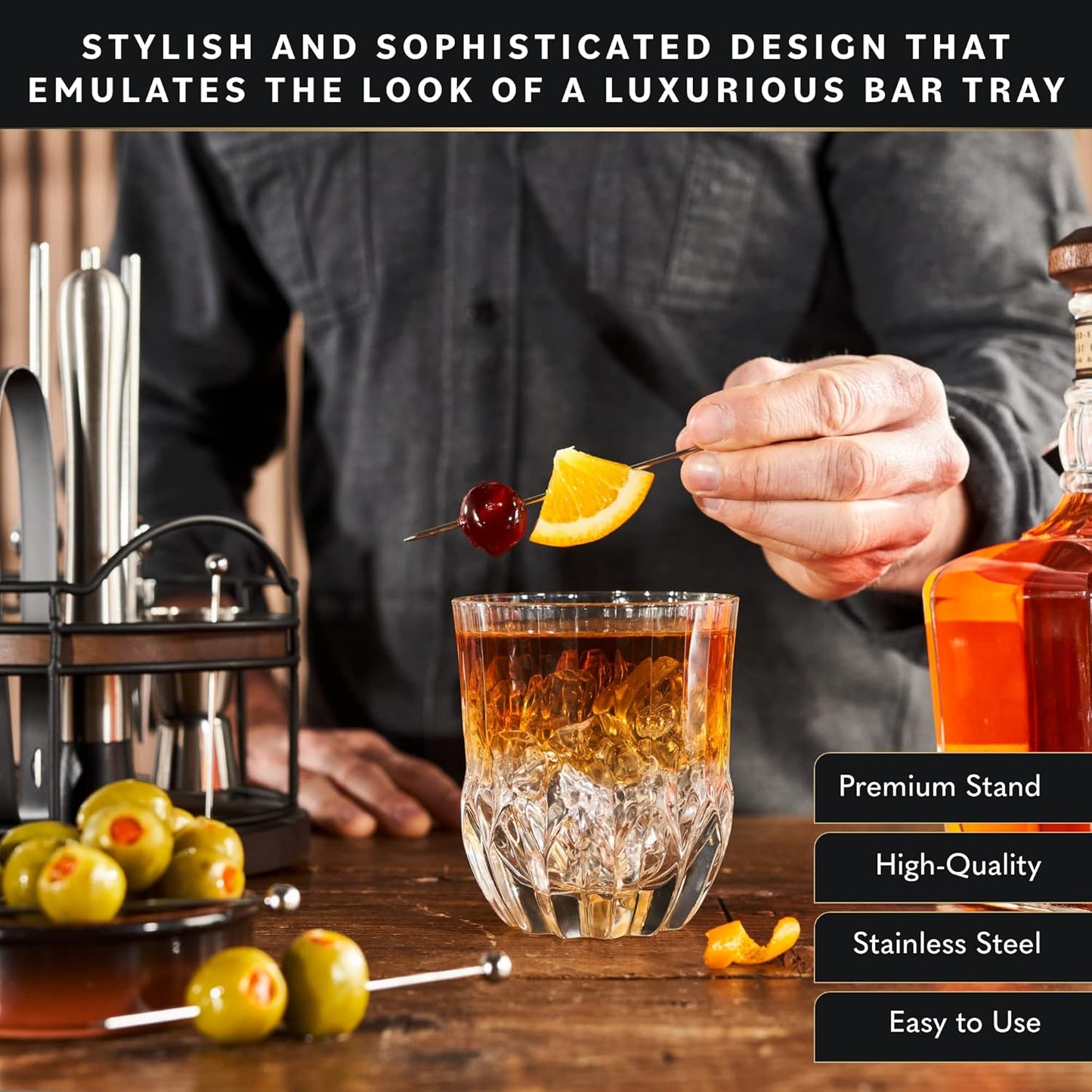 22-Piece Bartender Kit with Cocktail Shaker & Bar Tools - Bar Accessories, and Cocktail Making - Silver