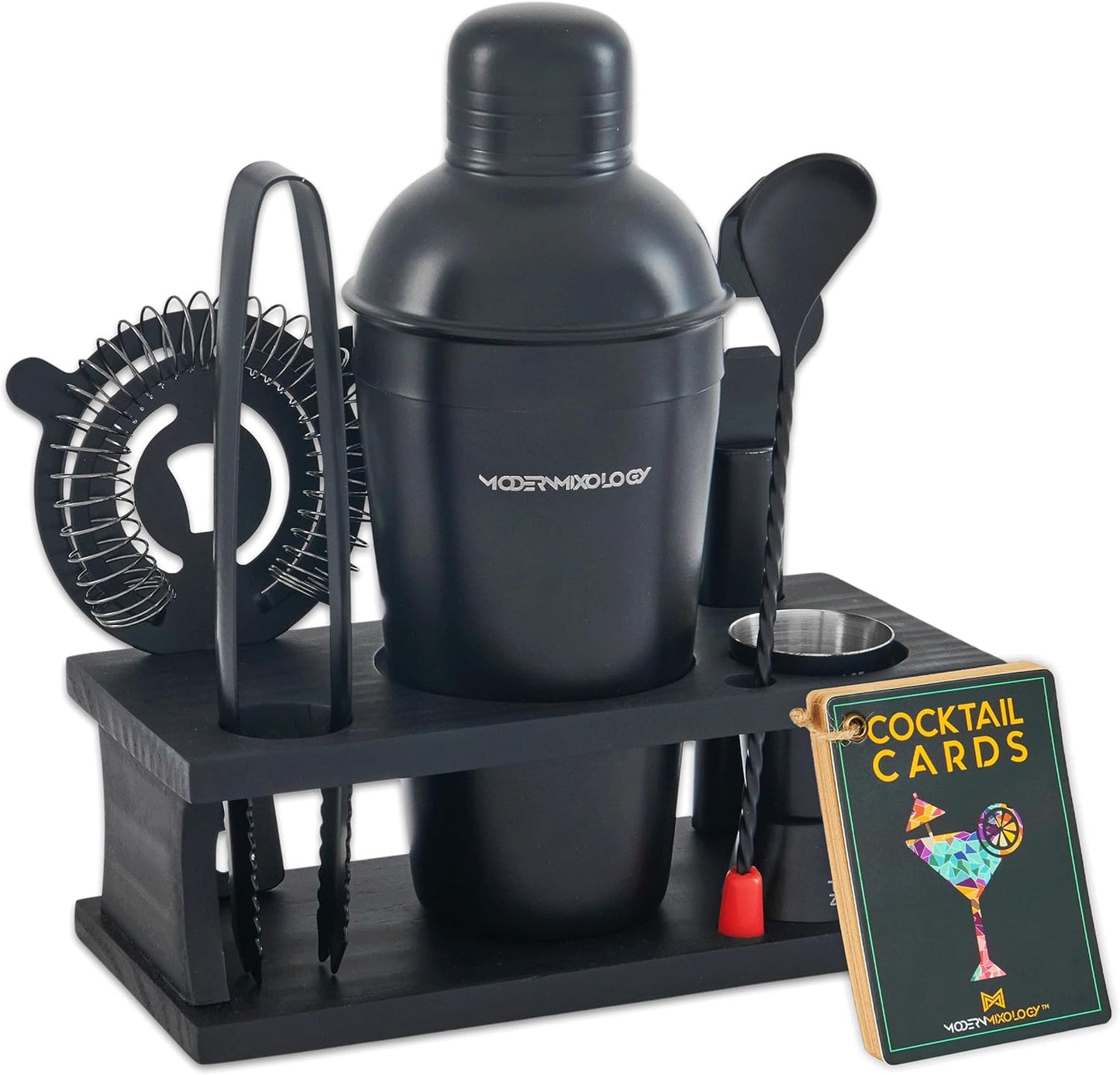 8-Piece Bartender Kit with Shaker & Wood Stand