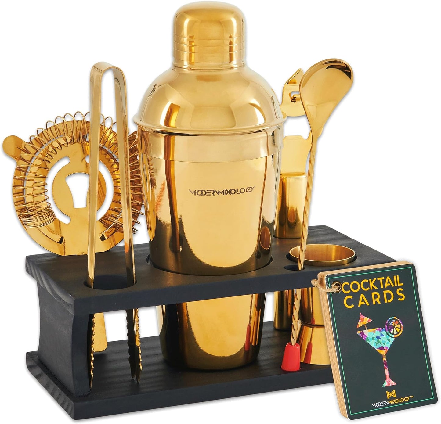 8-Piece Bartender Kit with Shaker & Wood Stand