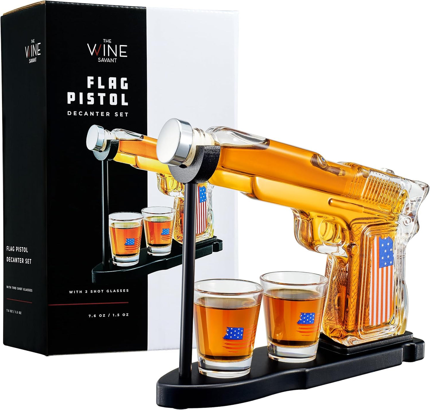 Pistol-Shaped Whiskey Decanter Set with Shot Glasses