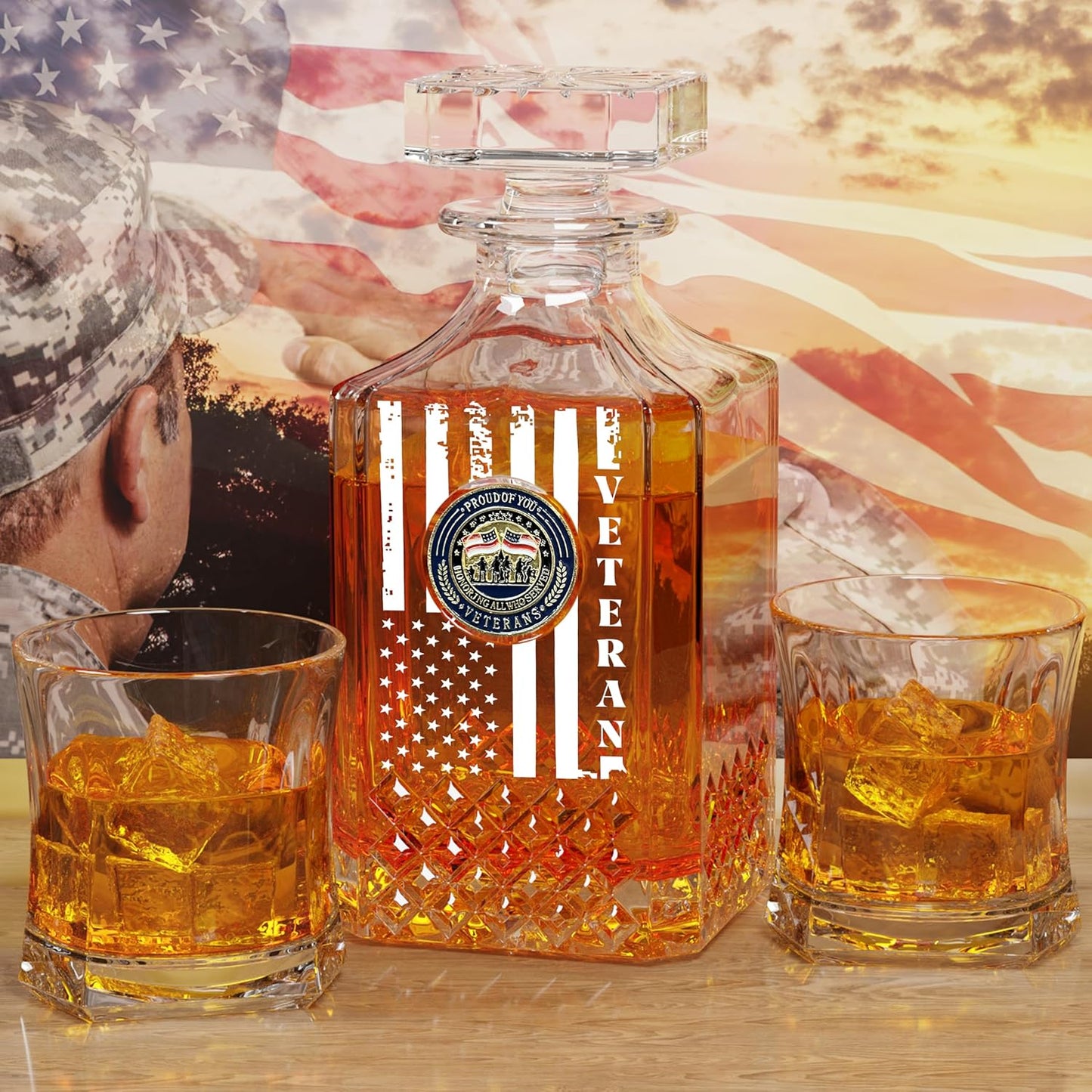 Whiskey Decanter Set with 2 Glasses