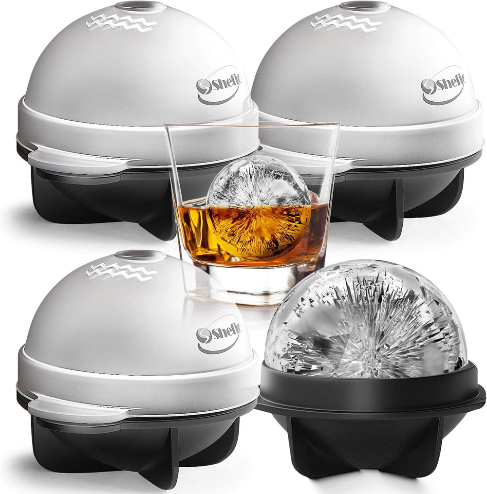 Bourbon Ice Cube Mold Set 4 Of Leak Proof Silicone Ice Ball Makers