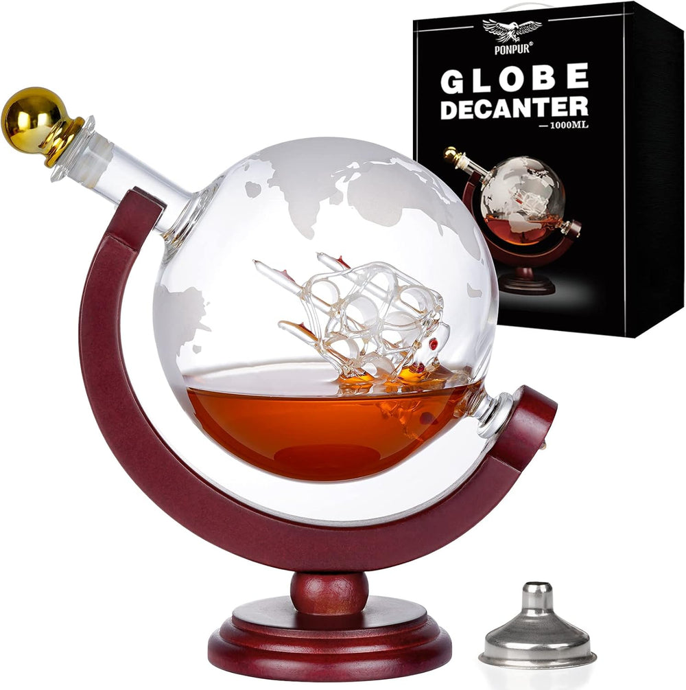 Whiskey Globe Decanter, Gifts for Men/Dad, Anniversary Birthday Gift 1000ml