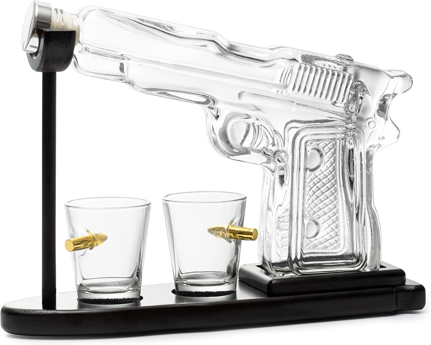 Pistol-Shaped Whiskey Decanter Set with Shot Glasses