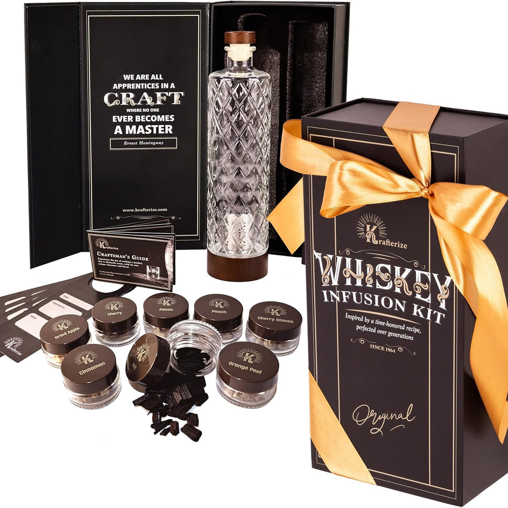 DIY Whiskey Infusion Kit - Decanter Set with Botanicals & Wood Chips