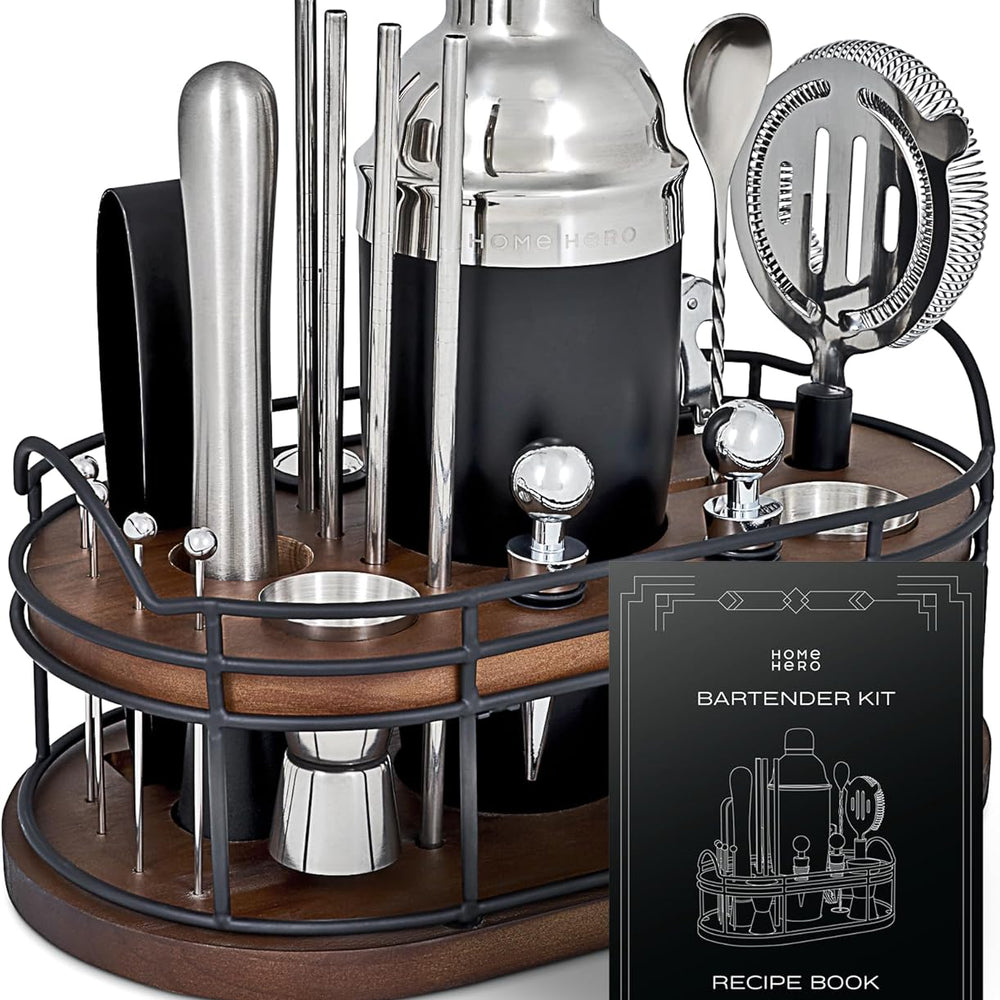 22-Piece Bartender Kit with Cocktail Shaker & Bar Tools - Bar Accessories, and Cocktail Making - Silver