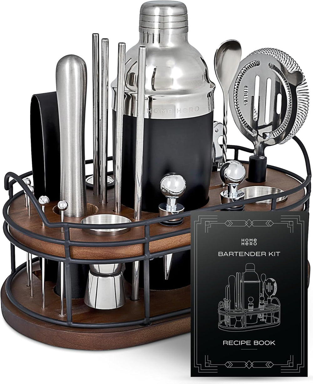 22-Piece Bartender Kit with Cocktail Shaker & Bar Tools - Bar Accessories, and Cocktail Making - Silver