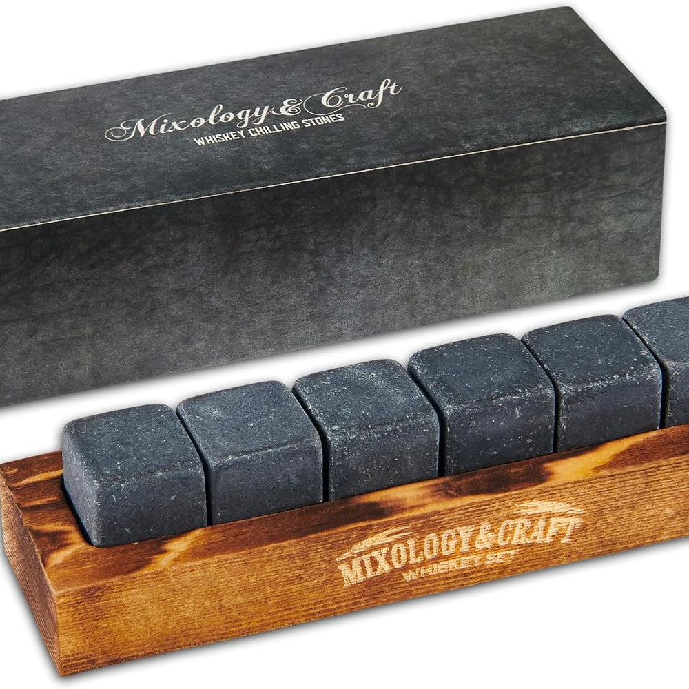 Whiskey Stones Gift Set - Granite Rocks for Chilling Drinks (Set of 6)