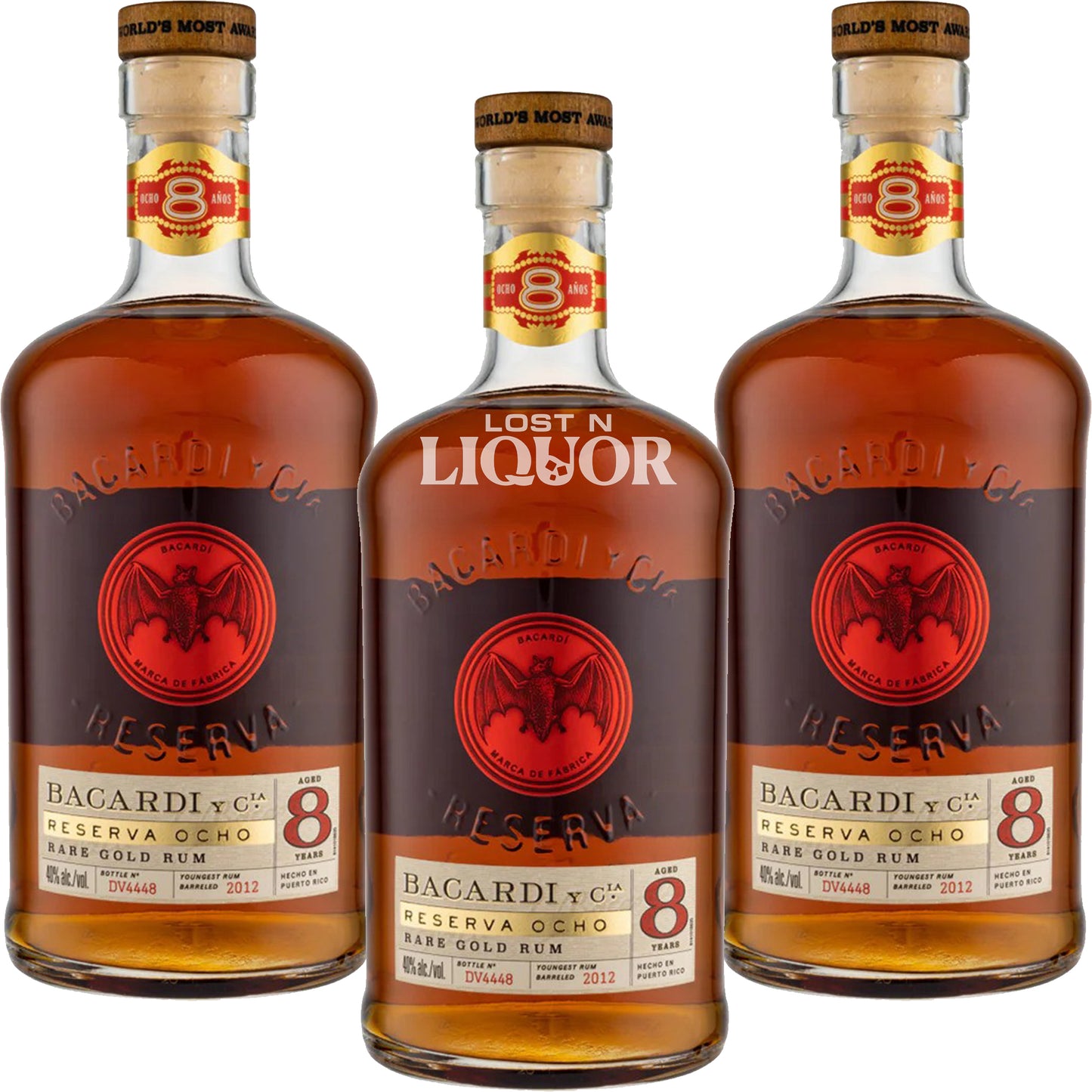 Bacardi Aged Rum Rare Gold Reserva Ocho 8 Yr 80