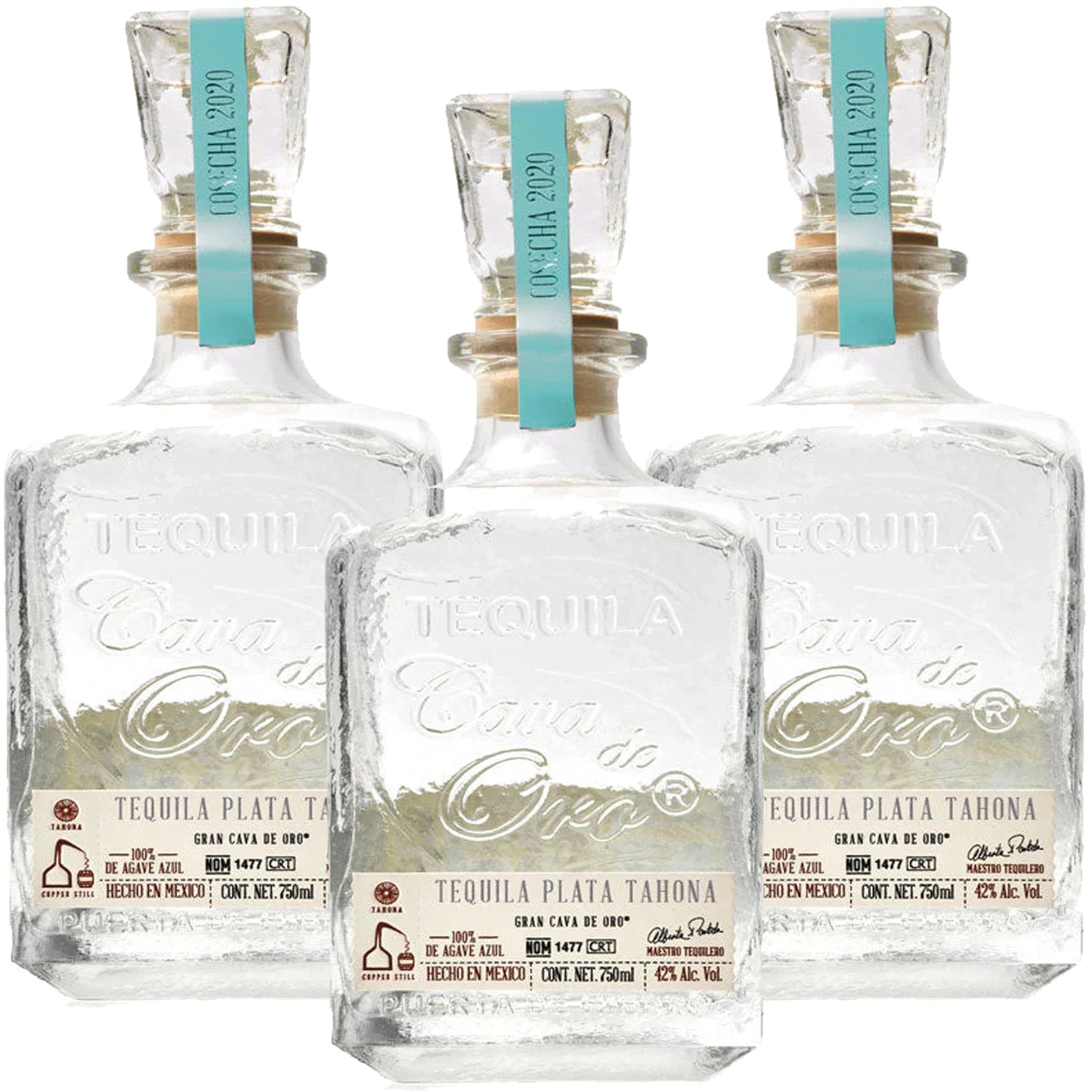 Cava De Oro Tequila Plata Tahona 3 Pack Bundle