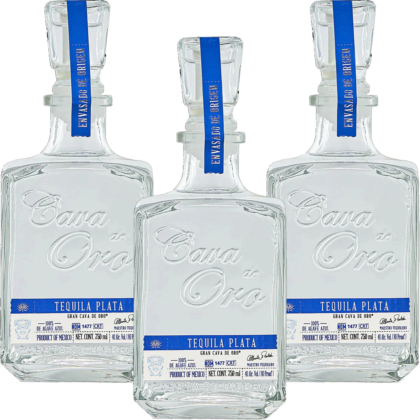 Cava De Oro Tequila Plata 3 Pack Bundle