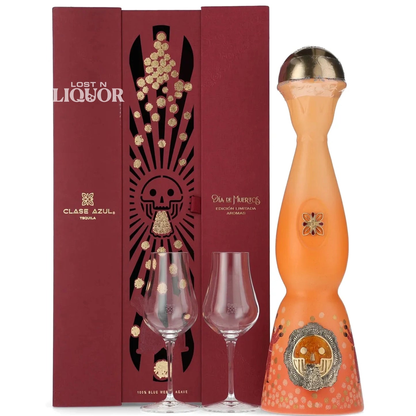 Clase Azul 'Dia De Muertos: Aromas' Anejo Tequila Decanter (2023, 1 Liter) with Box and 2 glass cups