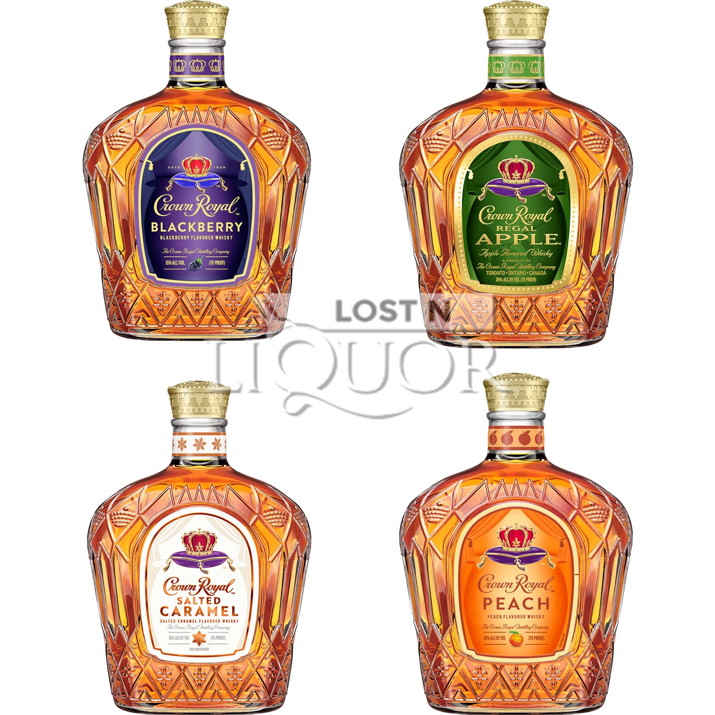 Crown Royal Blackberry, Salted Carmel, Apple, Peach Bundle_LostNLiquor.com