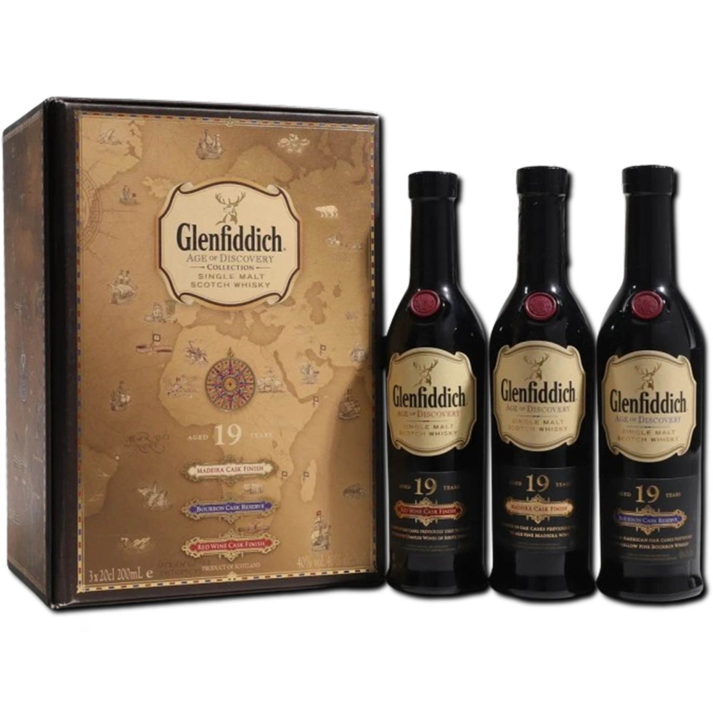 Glenfiddich 19 Year Age Of Discovery Single Malt Scotch Set (3 Bottles, 200 ml)_LostNLiquor.com