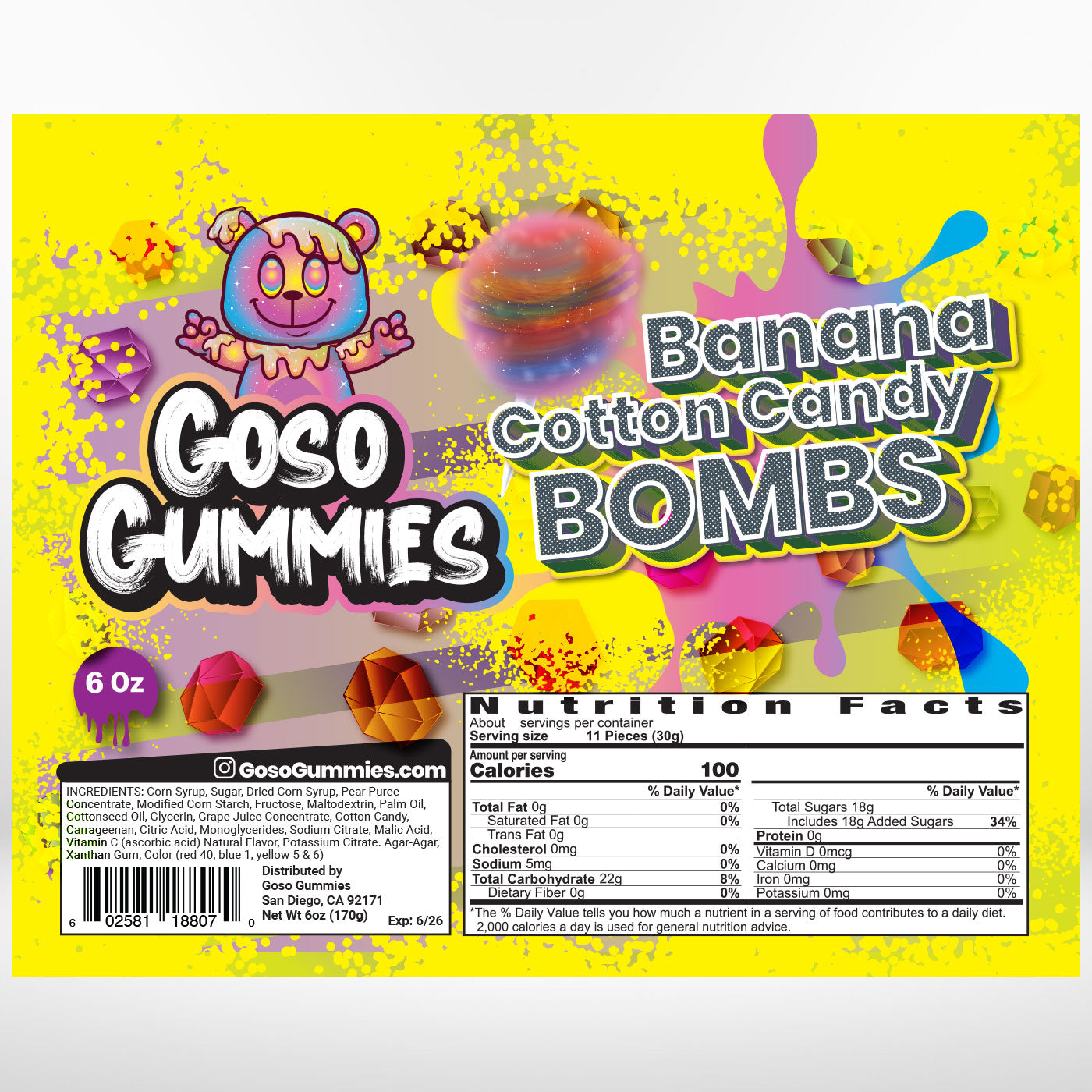 Gosogummies Gusher Banana Cotton Candy Bombs_LostNLiquor.com