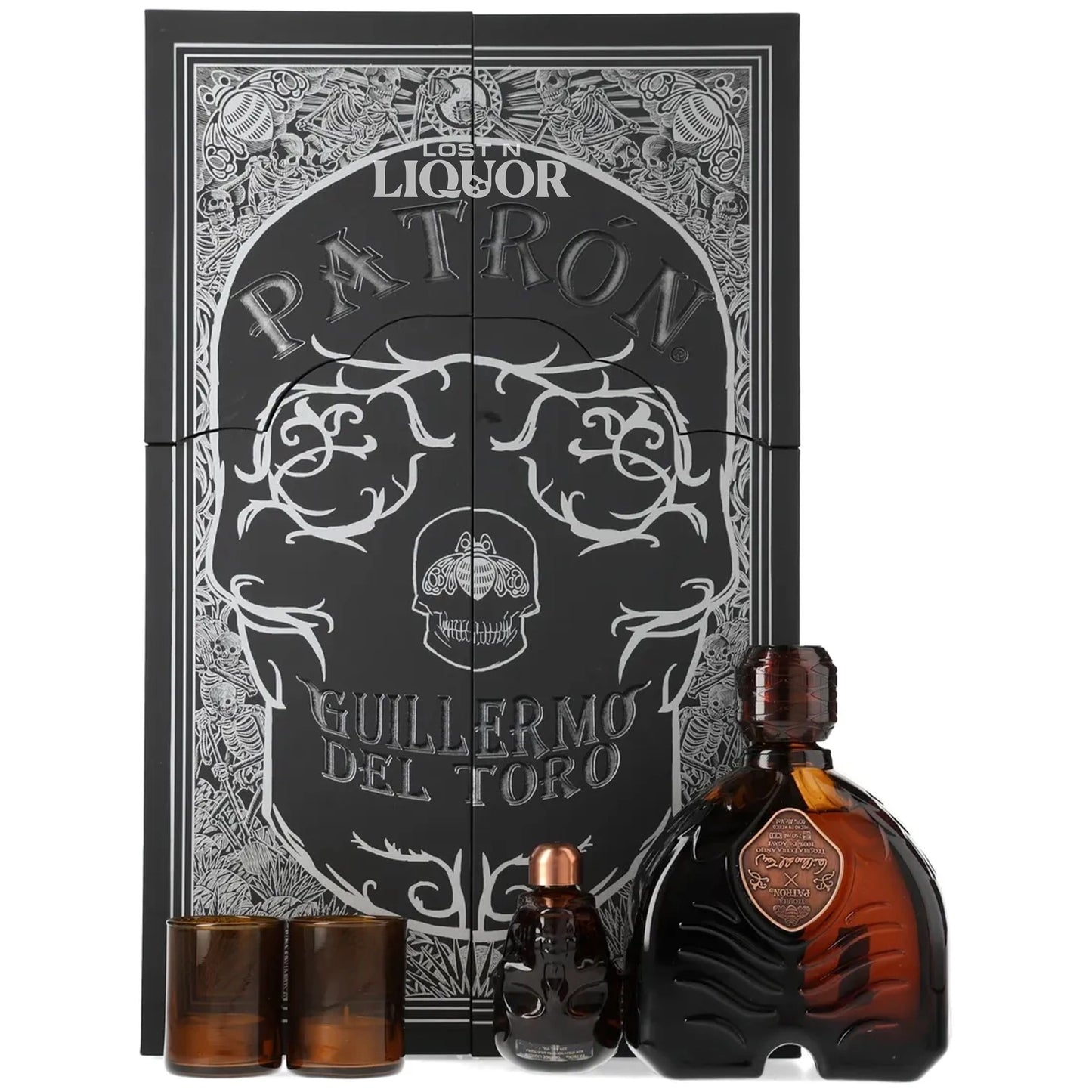 Guillermo Del Toro Patron Tequila With Box and 2 Glass set