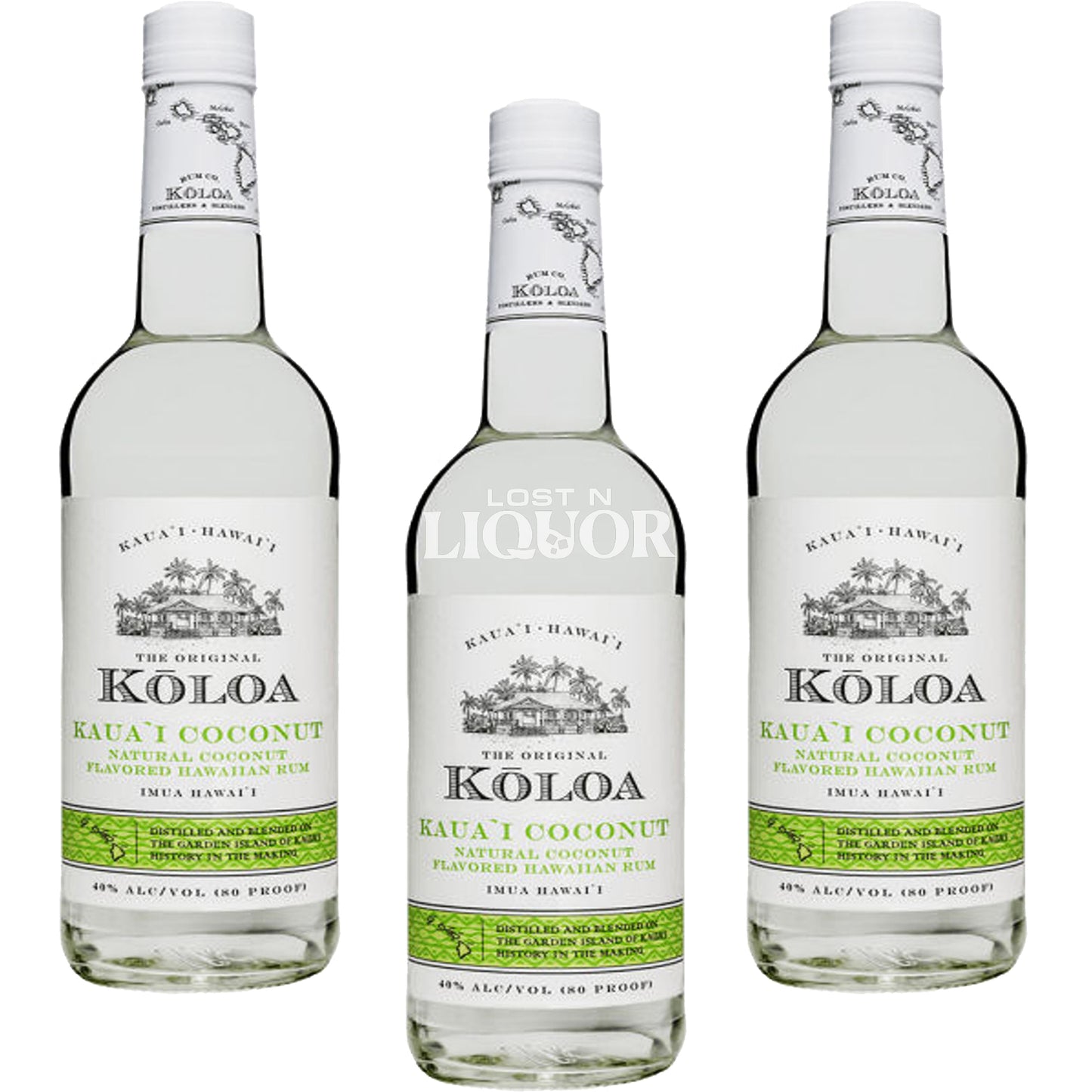 Koloa Kaua'i Coconut Rum 3 Pack Bundle