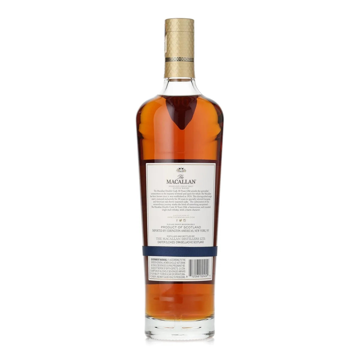 Macallan 30 Year Double Cask Single Malt Scotch Back of Bottle