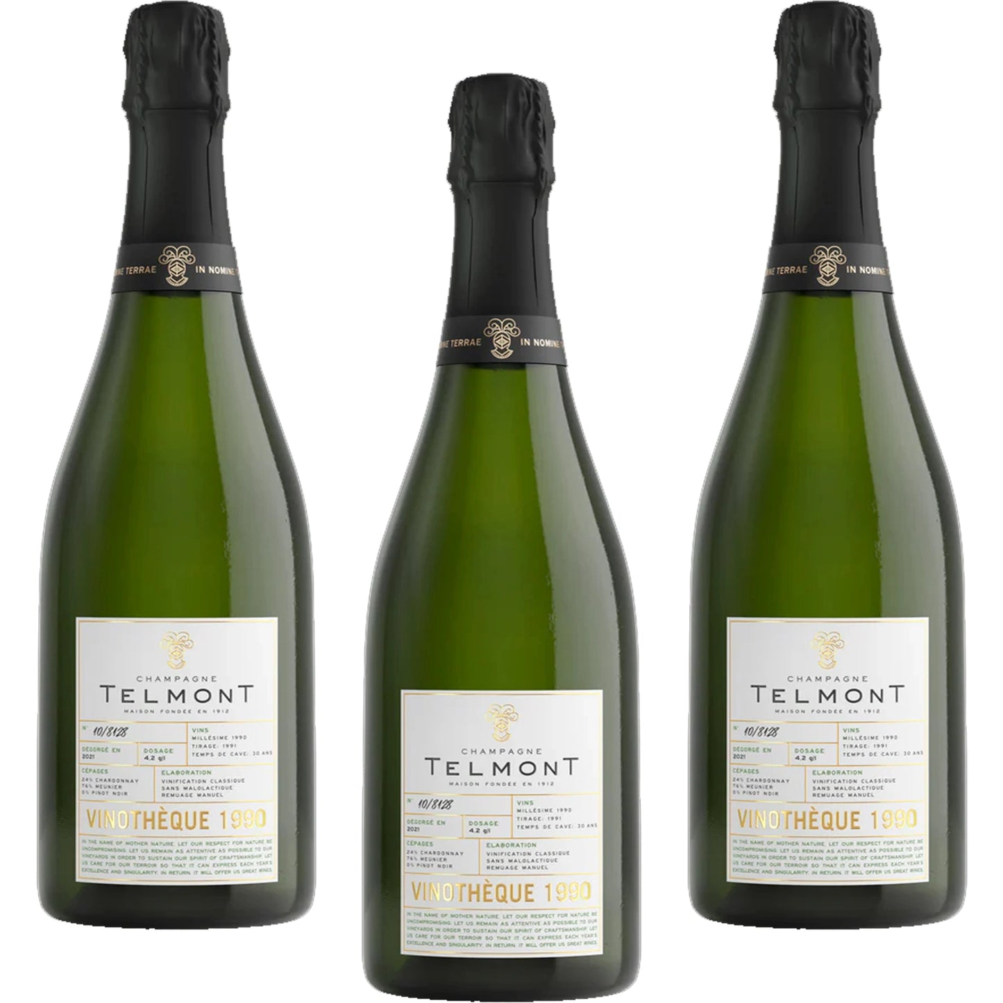 Telmont Champagne Extra Brut Vinotheque 1990 3 Case Bundle