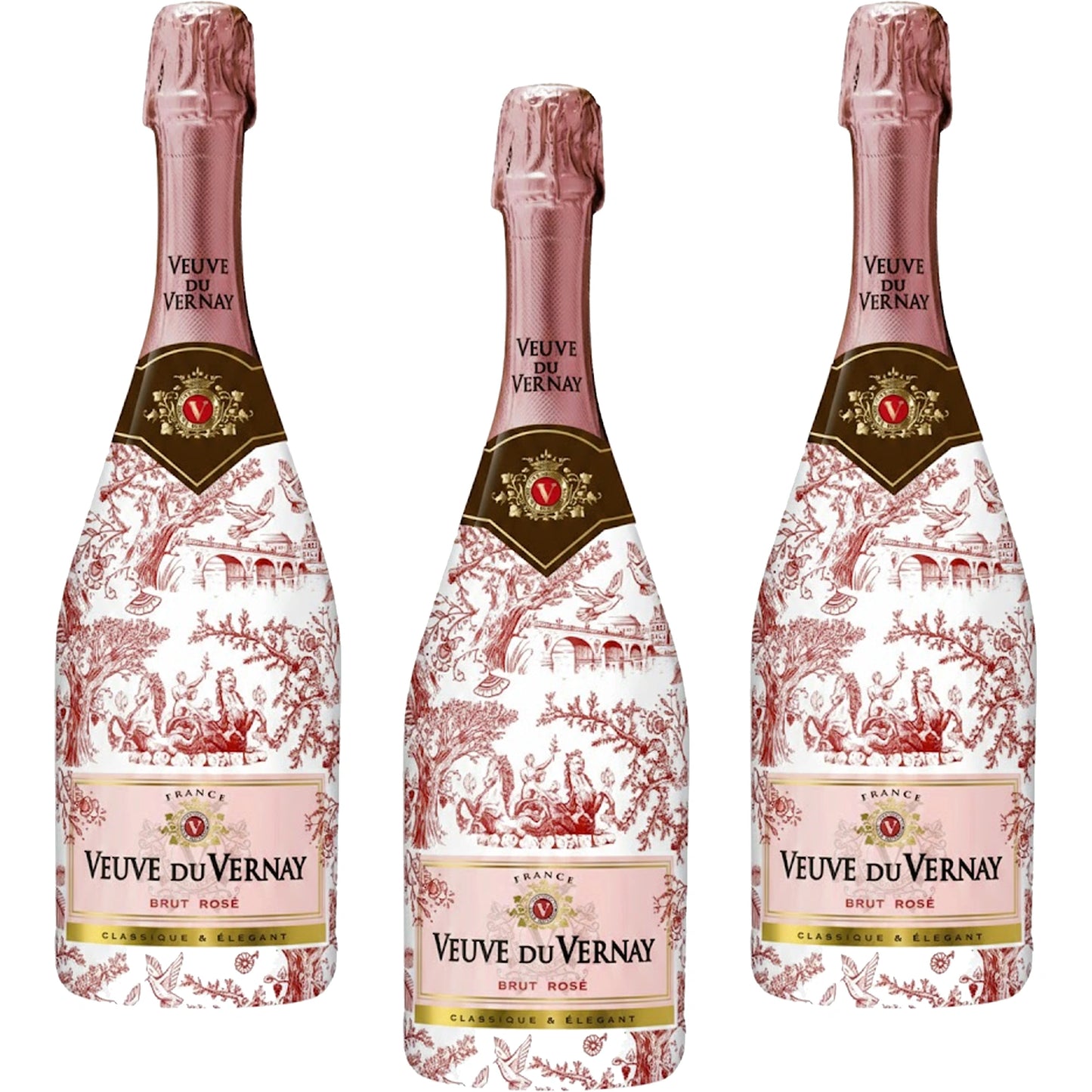 Veuve Du Vernay Brut Rose Limited Edition France Case of 3 Bundles
