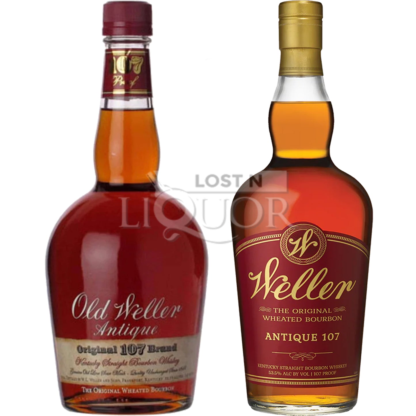 Old and New W.L. Weller antique 107 Bourbon Whiskey Bundle