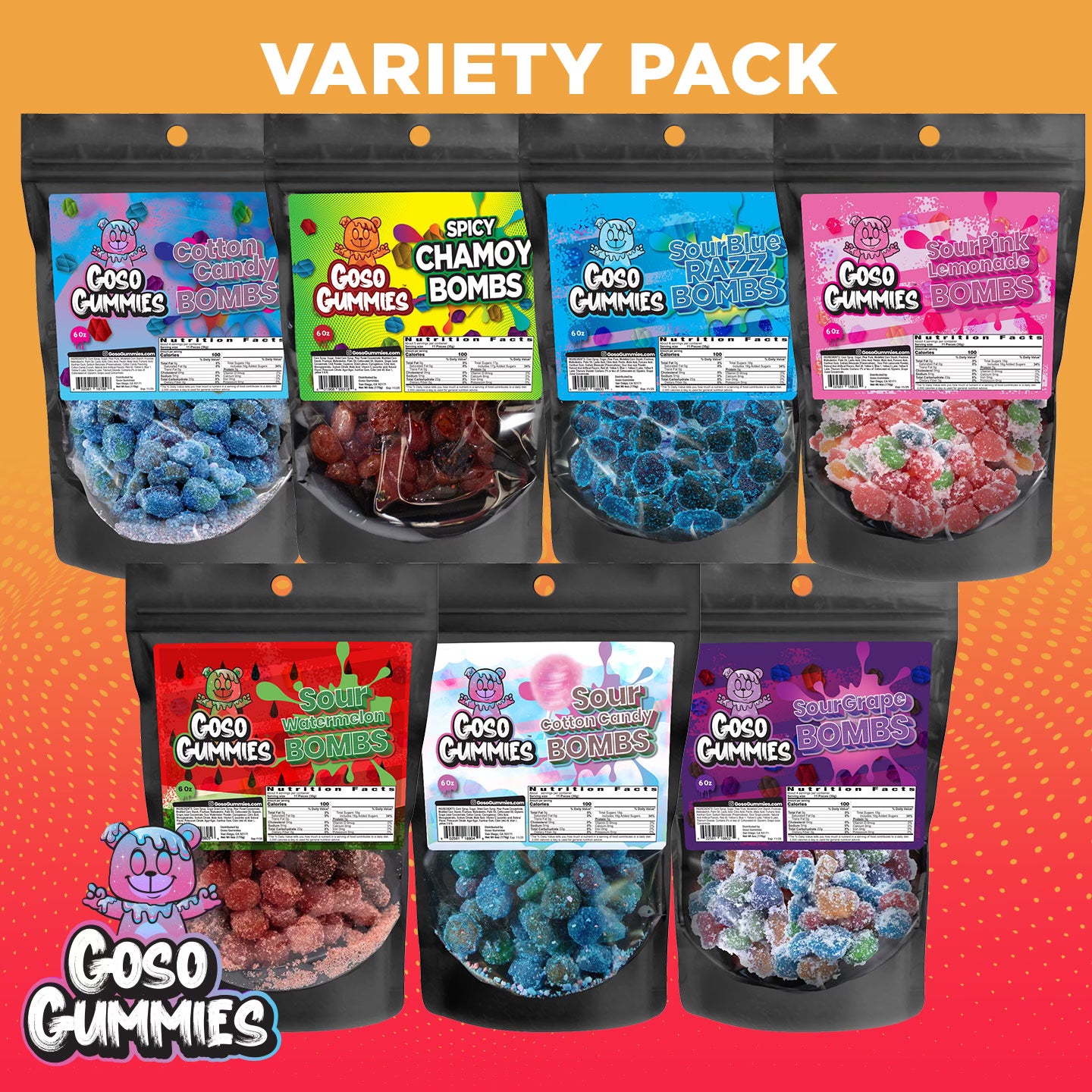 Gosogummies Gusher Variety Pack (7 Pack)